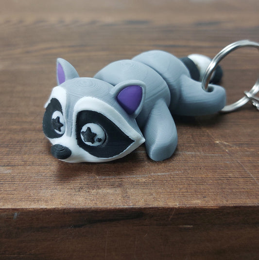 Raccoon Keychain – Colourful & Flexible 3D Printed Pocket Pal (8cm)
