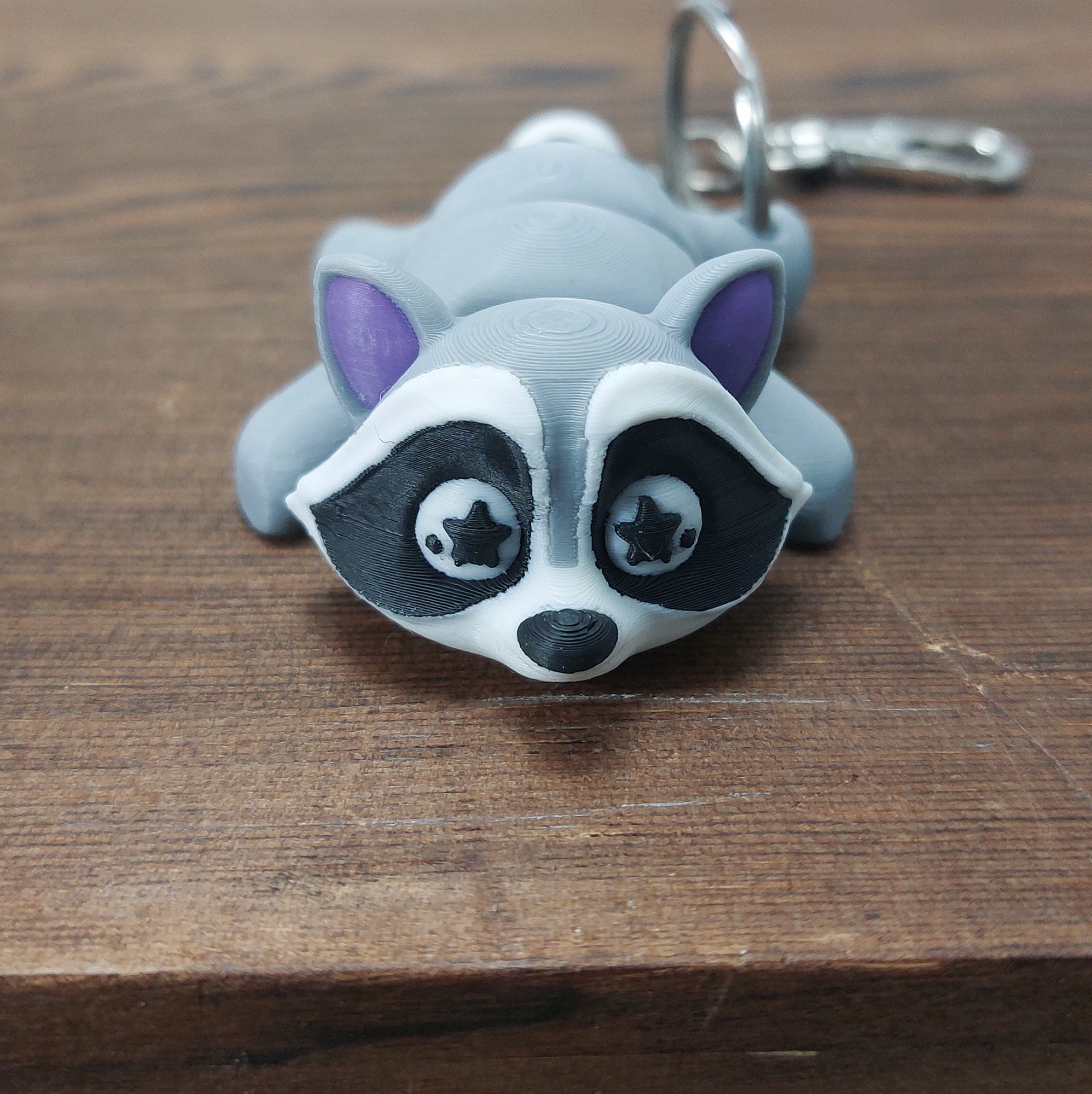 Raccoon Keychain – Colourful & Flexible 3D Printed Pocket Pal (8cm)