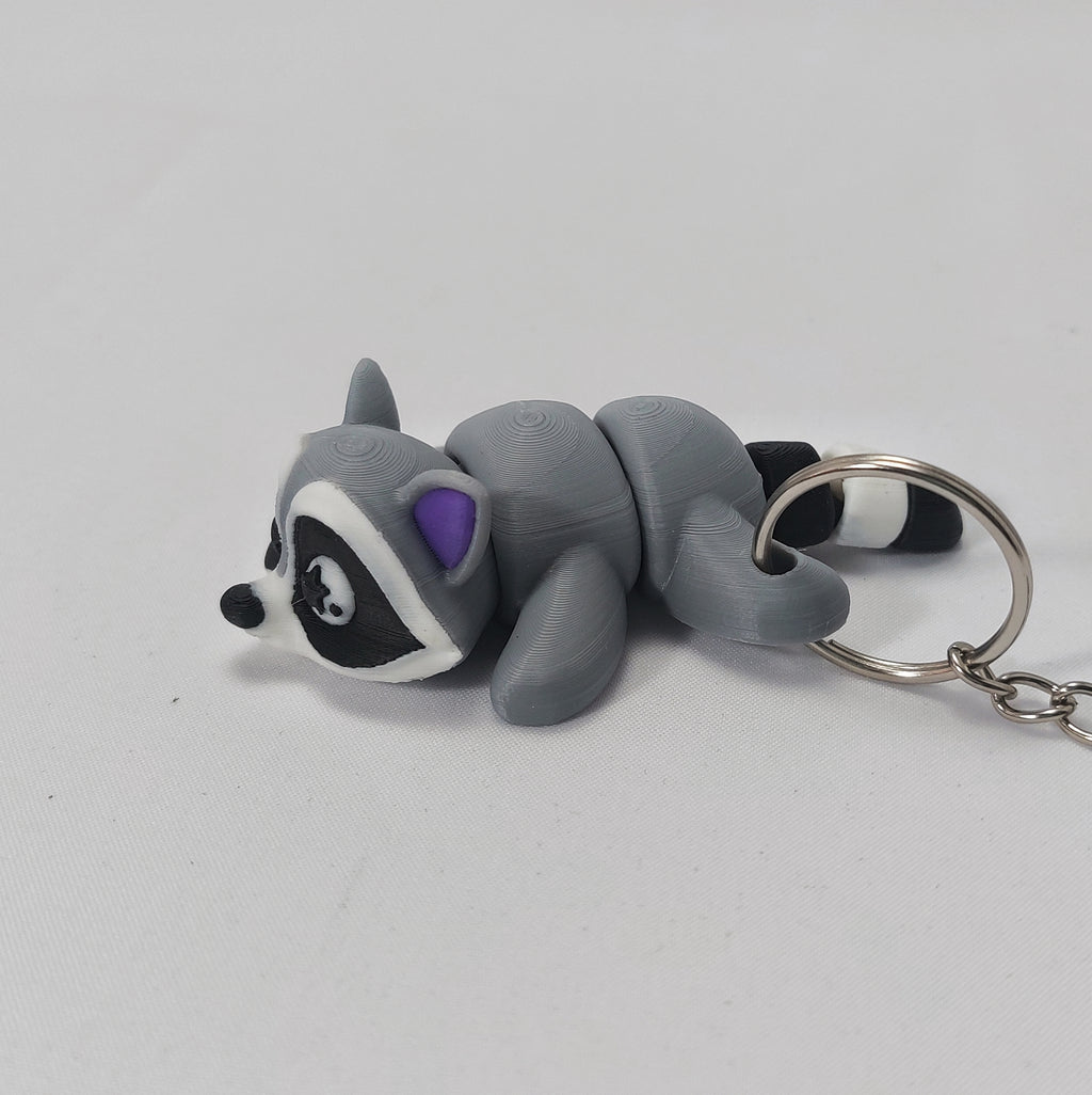 Raccoon Keychain – Colourful & Flexible 3D Printed Pocket Pal (8cm)