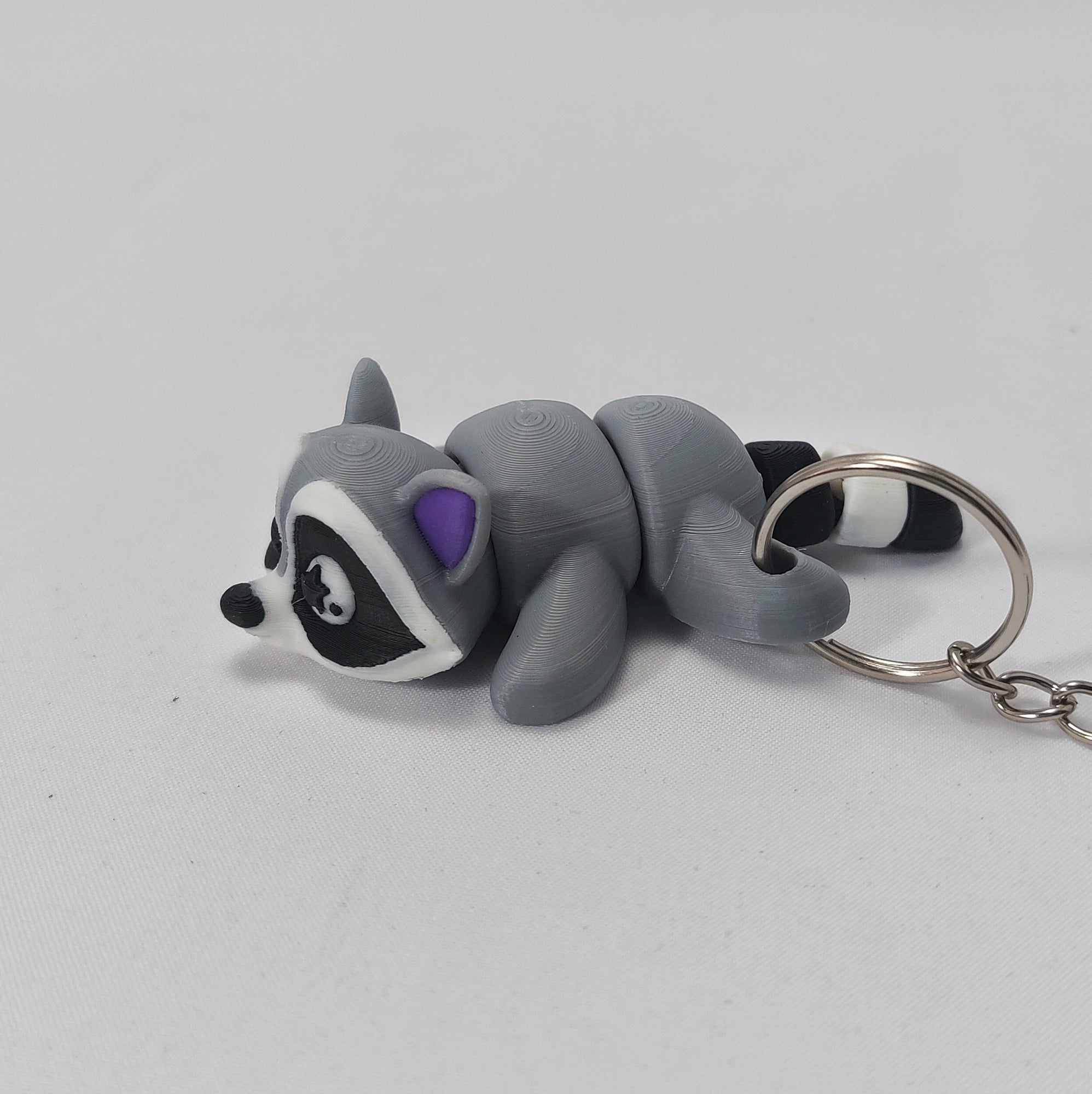 Raccoon Keychain – Colourful & Flexible 3D Printed Pocket Pal (8cm)