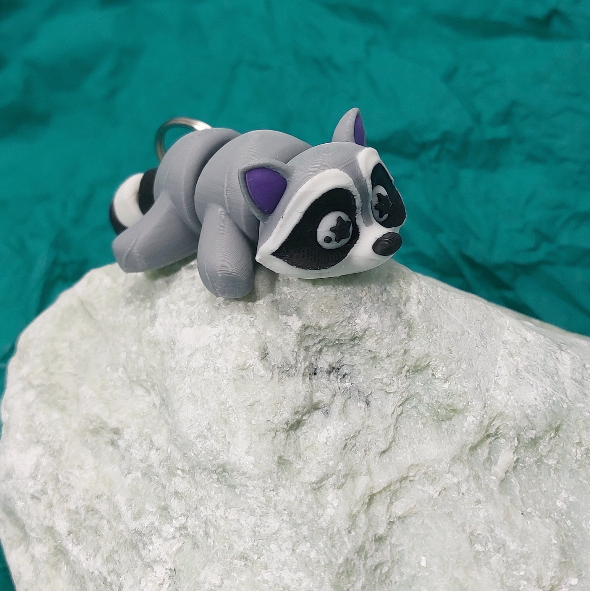Raccoon Keychain – Colourful & Flexible 3D Printed Pocket Pal (8cm)